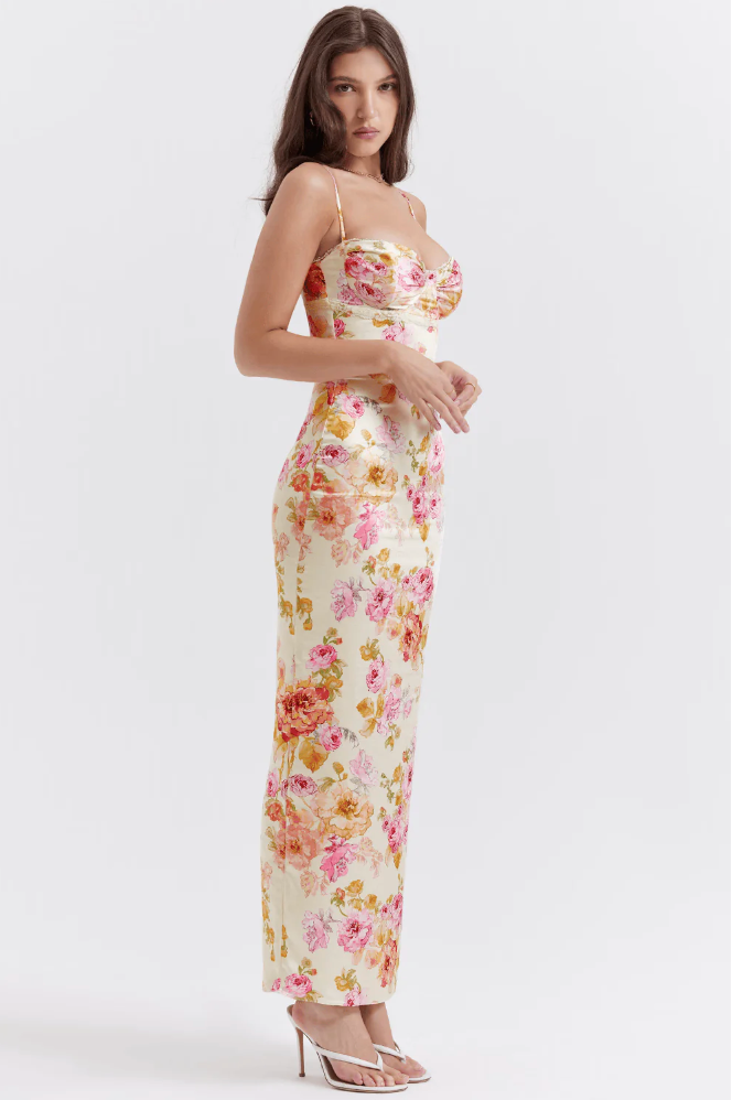 Katherine | Dames Bruiloft Gast Bloemen Spaghetti Band Jurk
