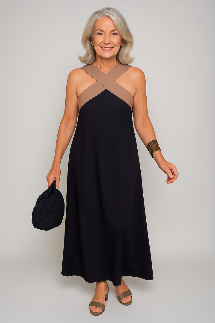 Sue™ | Elegante Maxi-Jurk met Kruisnek