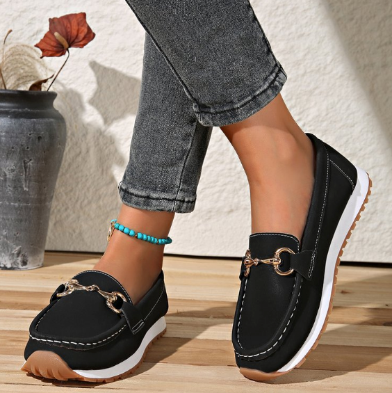 Elodie - Platte Gesp Loafers