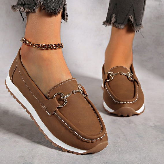 Elodie - Platte Gesp Loafers