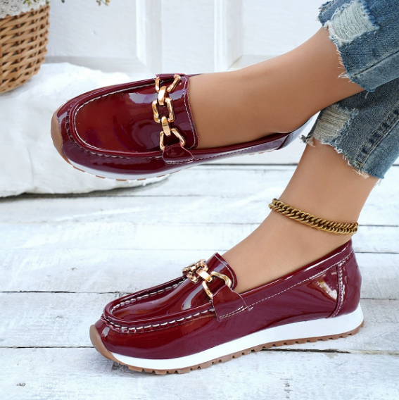 Eleanor - Glanzende Bordeaux Loafers