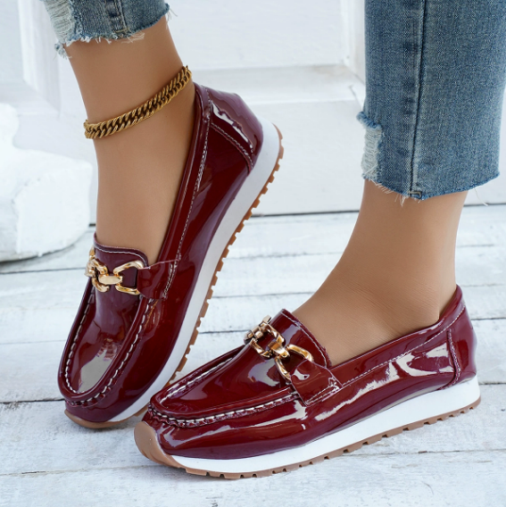 Eleanor - Glanzende Bordeaux Loafers