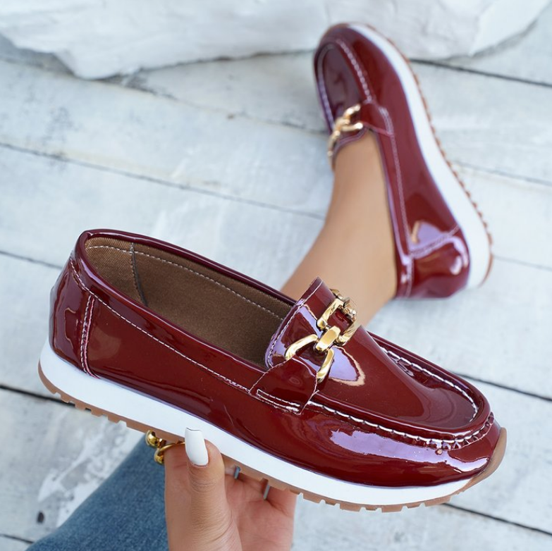 Eleanor - Glanzende Bordeaux Loafers
