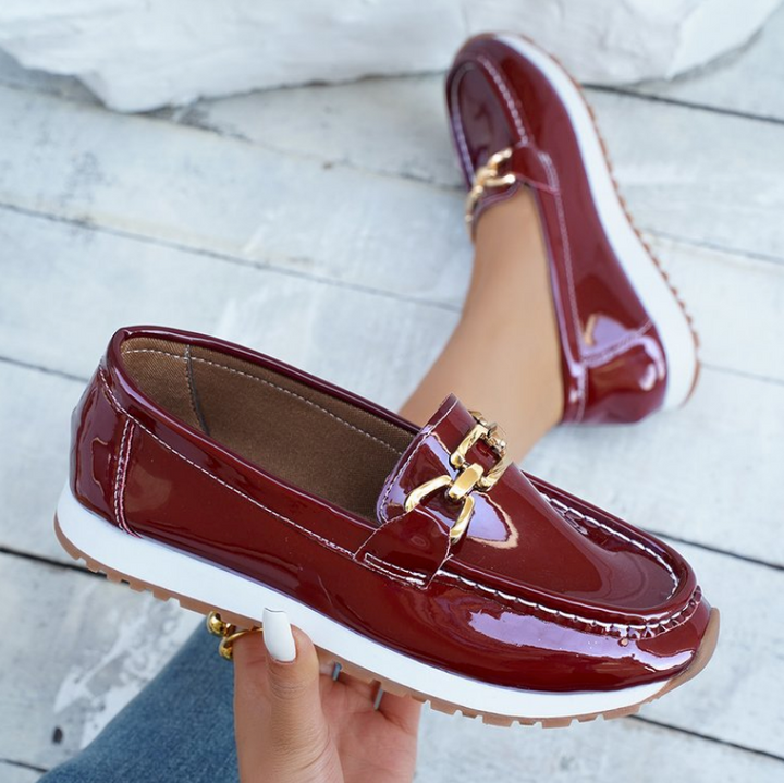 Eleanor - Glanzende Bordeaux Loafers