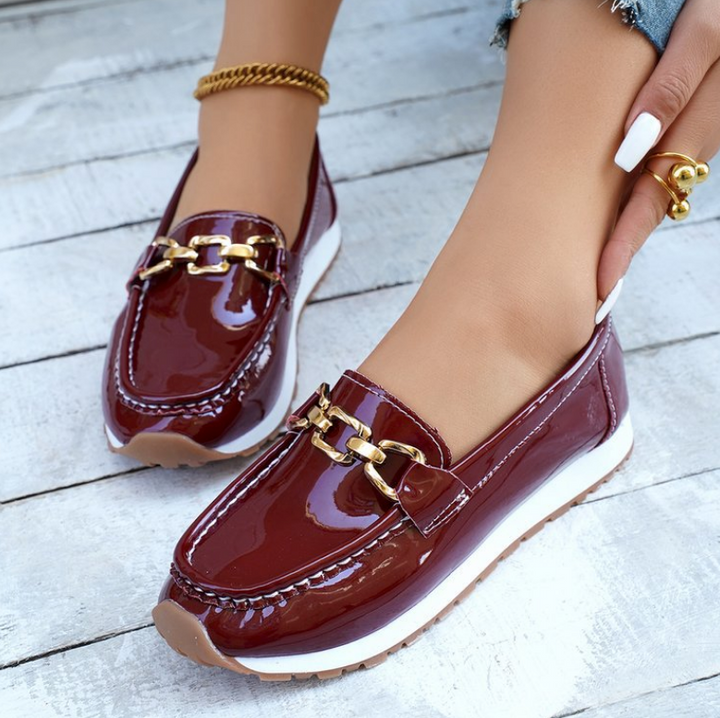 Eleanor - Glanzende Bordeaux Loafers