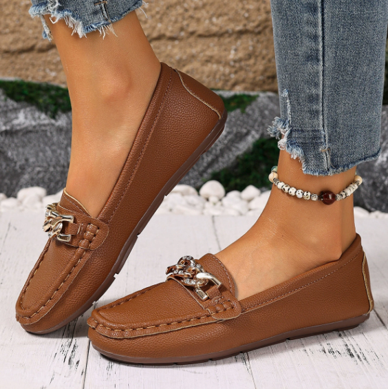 Eden - Platte Diamant Gesp Loafers