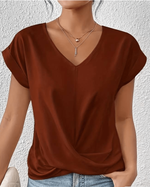 Jade | Dames V-Hals Twist Voorkant Korte Mouwen Top