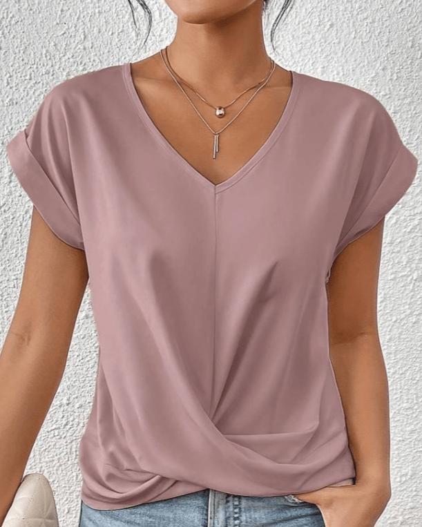 Jade | Dames V-Hals Twist Voorkant Korte Mouwen Top