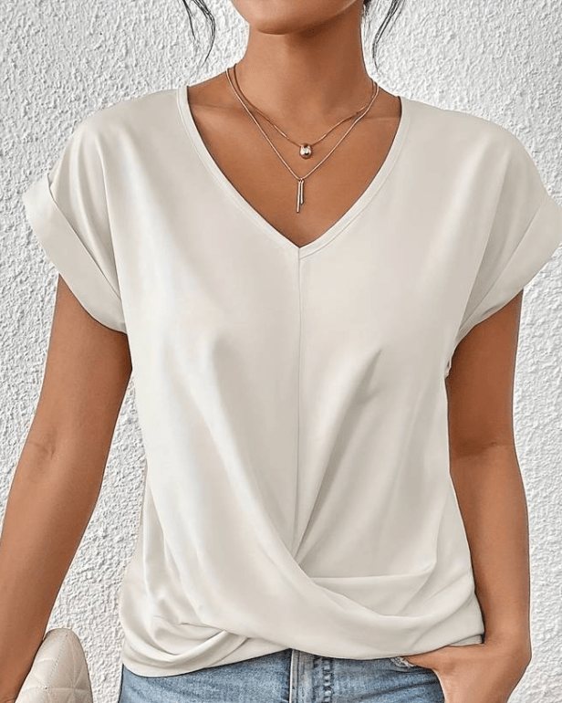 Jade | Dames V-Hals Twist Voorkant Korte Mouwen Top