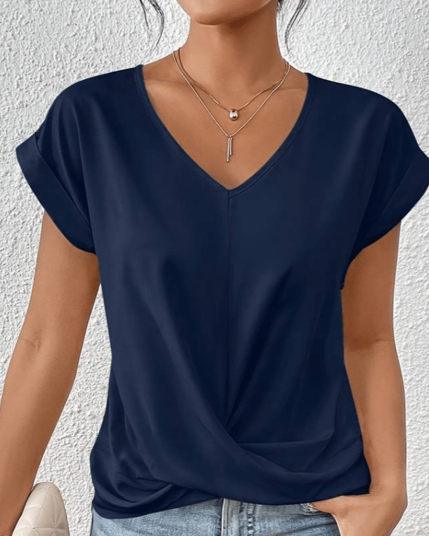 Jade | Dames V-Hals Twist Voorkant Korte Mouwen Top