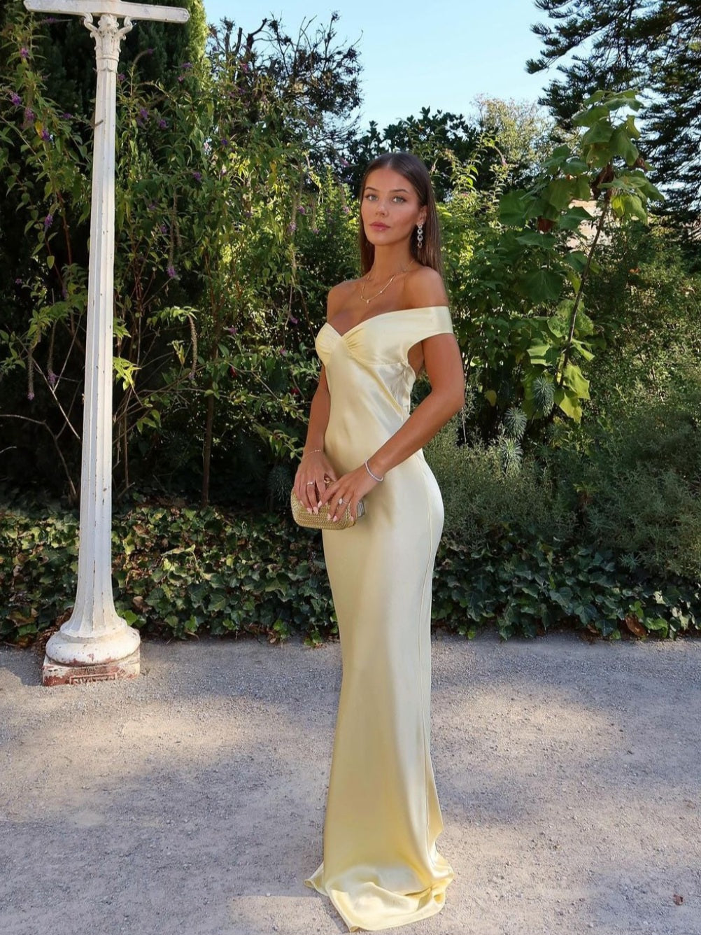 Gabrielle | Dames Bruiloft Gast Kanten Off Shoulder Jurk Avond