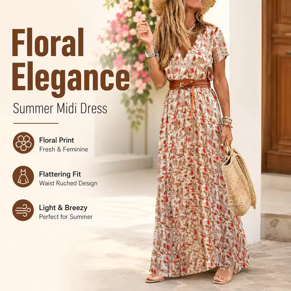 Sienna | Luchtige Boho Vakantiedress Met Bijpassende Ceintuur