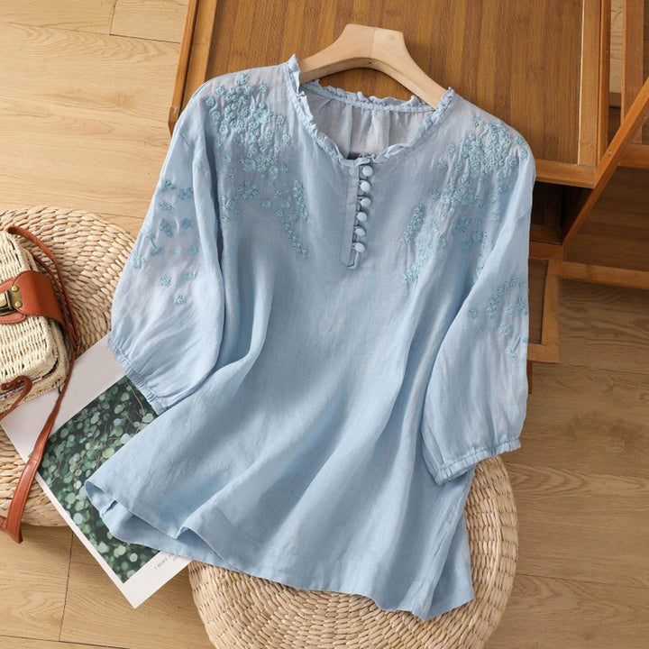 Suzanne™ | Bloemen Blouse met Knopen