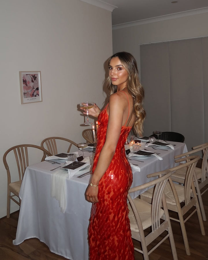 Holly | Dames Bruiloft Gast Pailletten Rugloze Jurk
