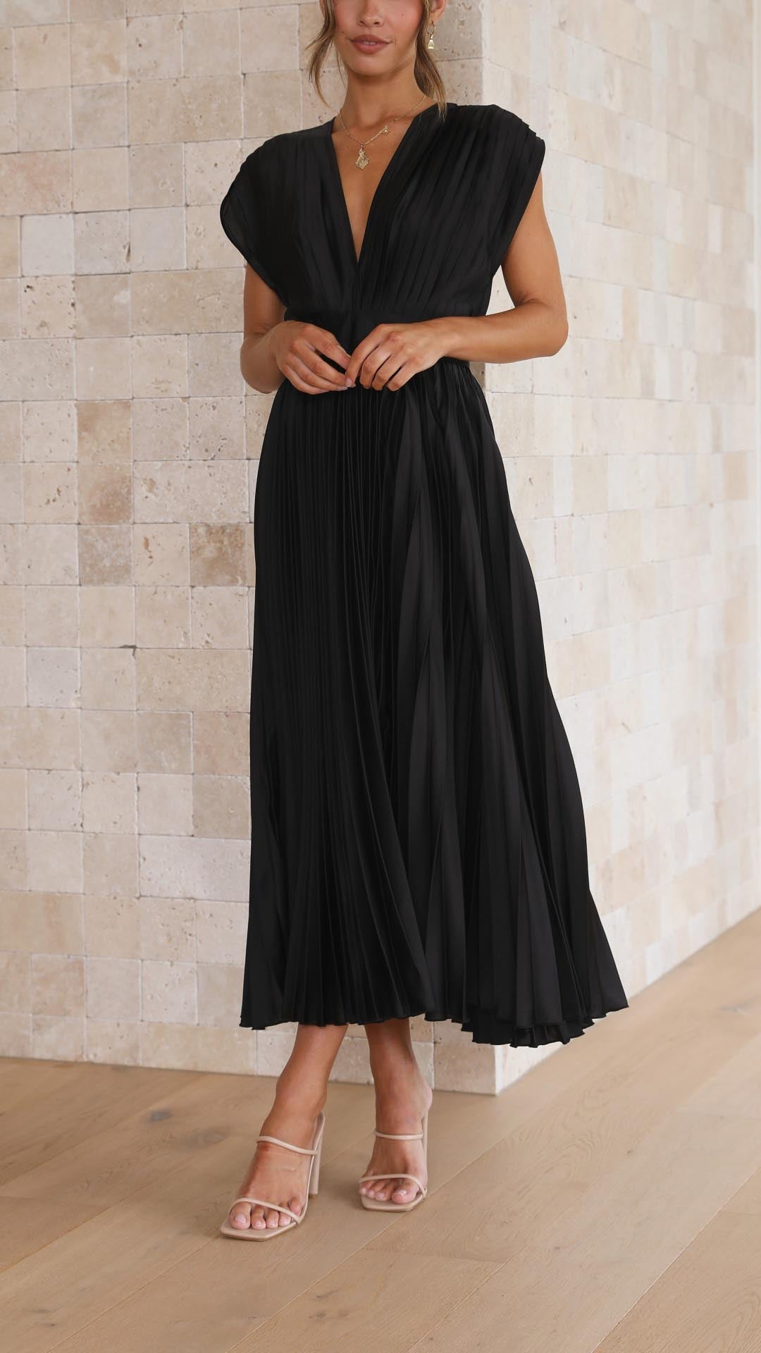 Maria™ | Elegante Plissé Maxi Jurk