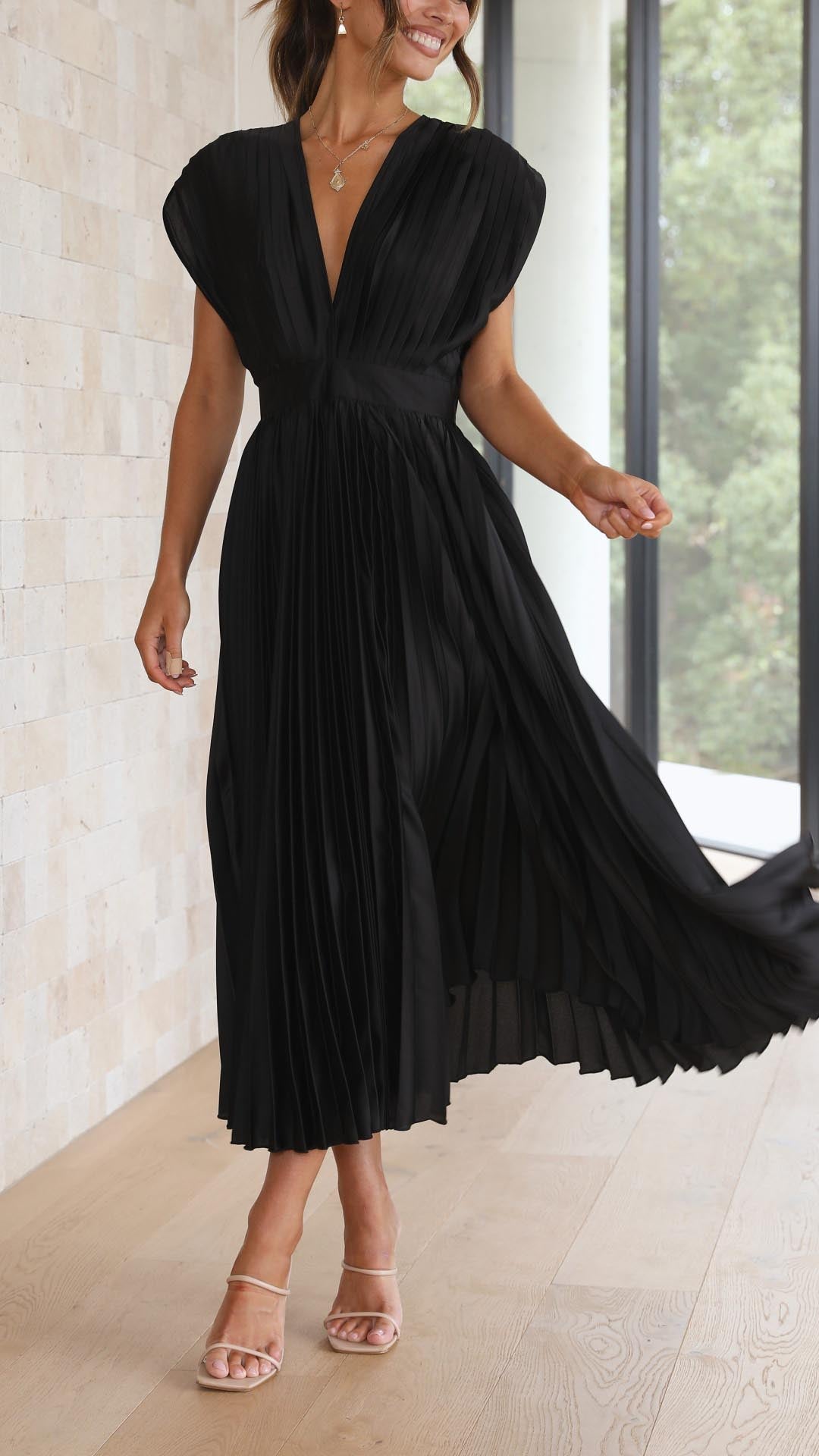 Maria™ | Elegante Plissé Maxi Jurk