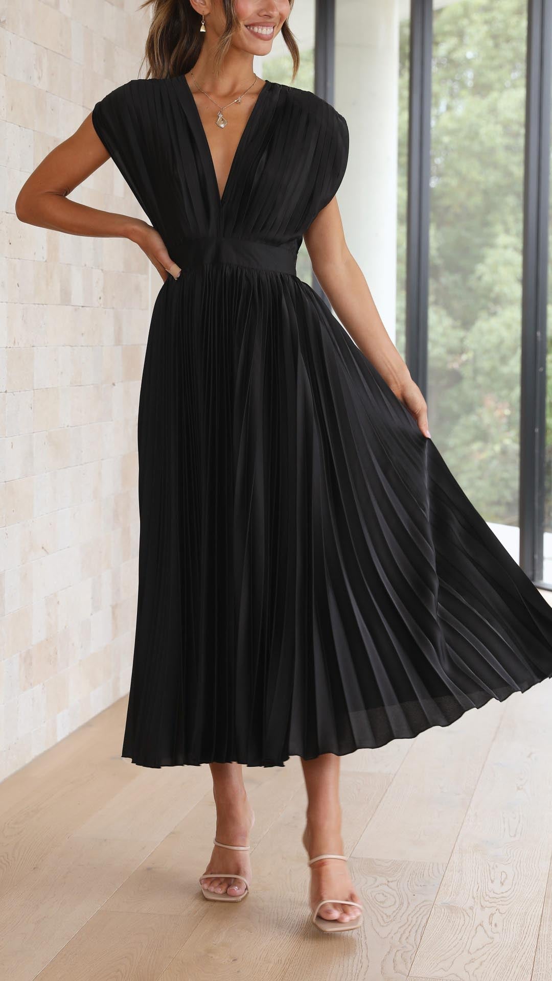 Maria™ | Elegante Plissé Maxi Jurk