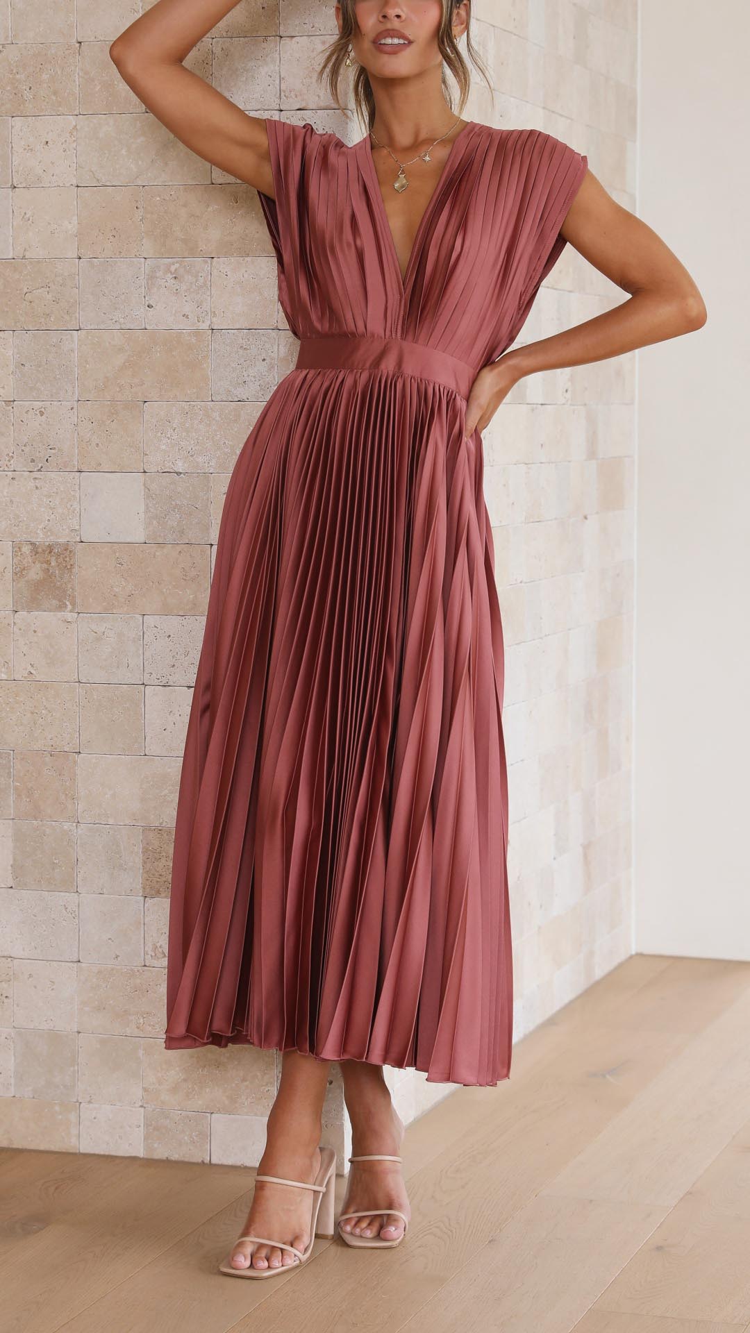 Maria™ | Elegante Plissé Maxi Jurk