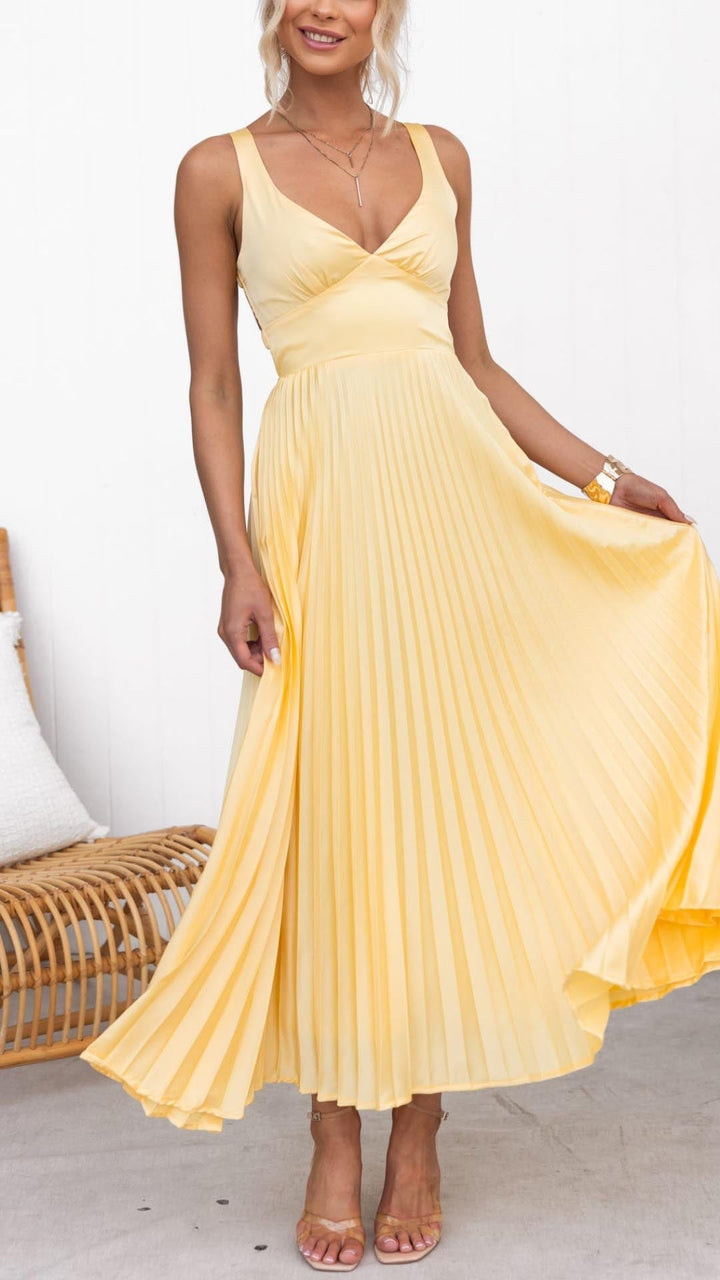 Eileen™ | Geplooide V-Hals Maxi Jurk