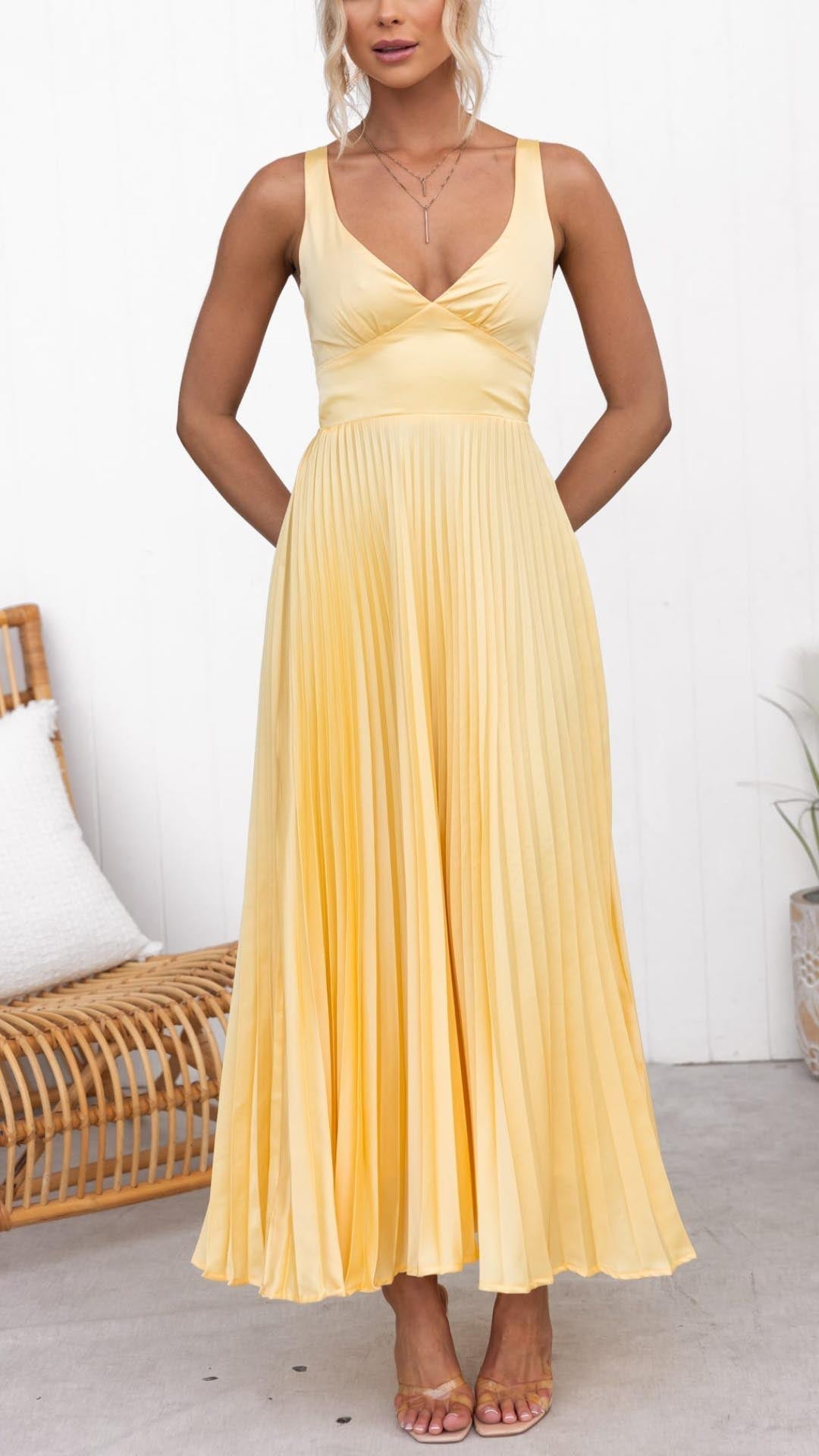 Eileen™ | Geplooide V-Hals Maxi Jurk