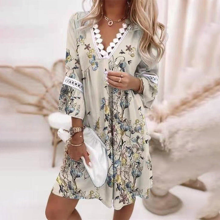 Penelope | Vrouwen Boho Losse Pas Geprinte Mini Jurk Avond