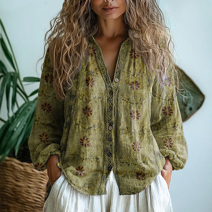 Martha™ | Ontspannen Blouse met Natuurprint