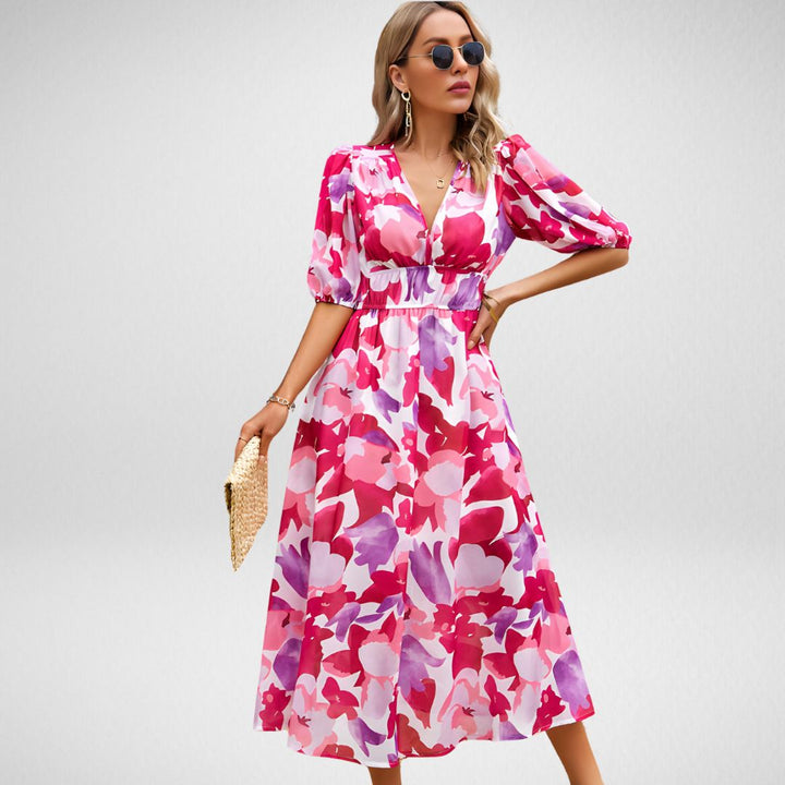 Violet | Dames V-Hals Vloeiende Elegante Jurk