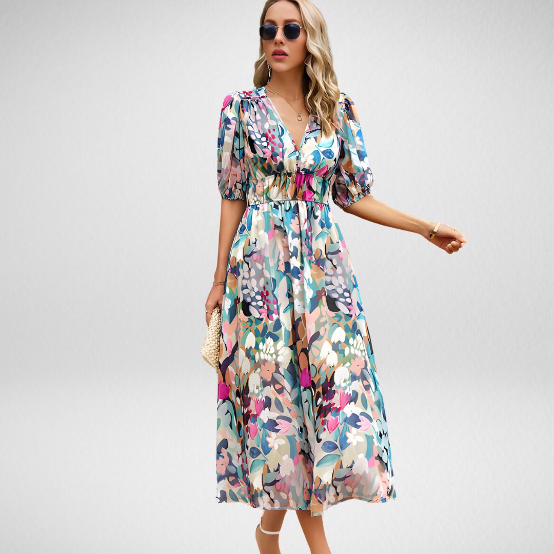 Violet | Dames V-Hals Vloeiende Elegante Jurk