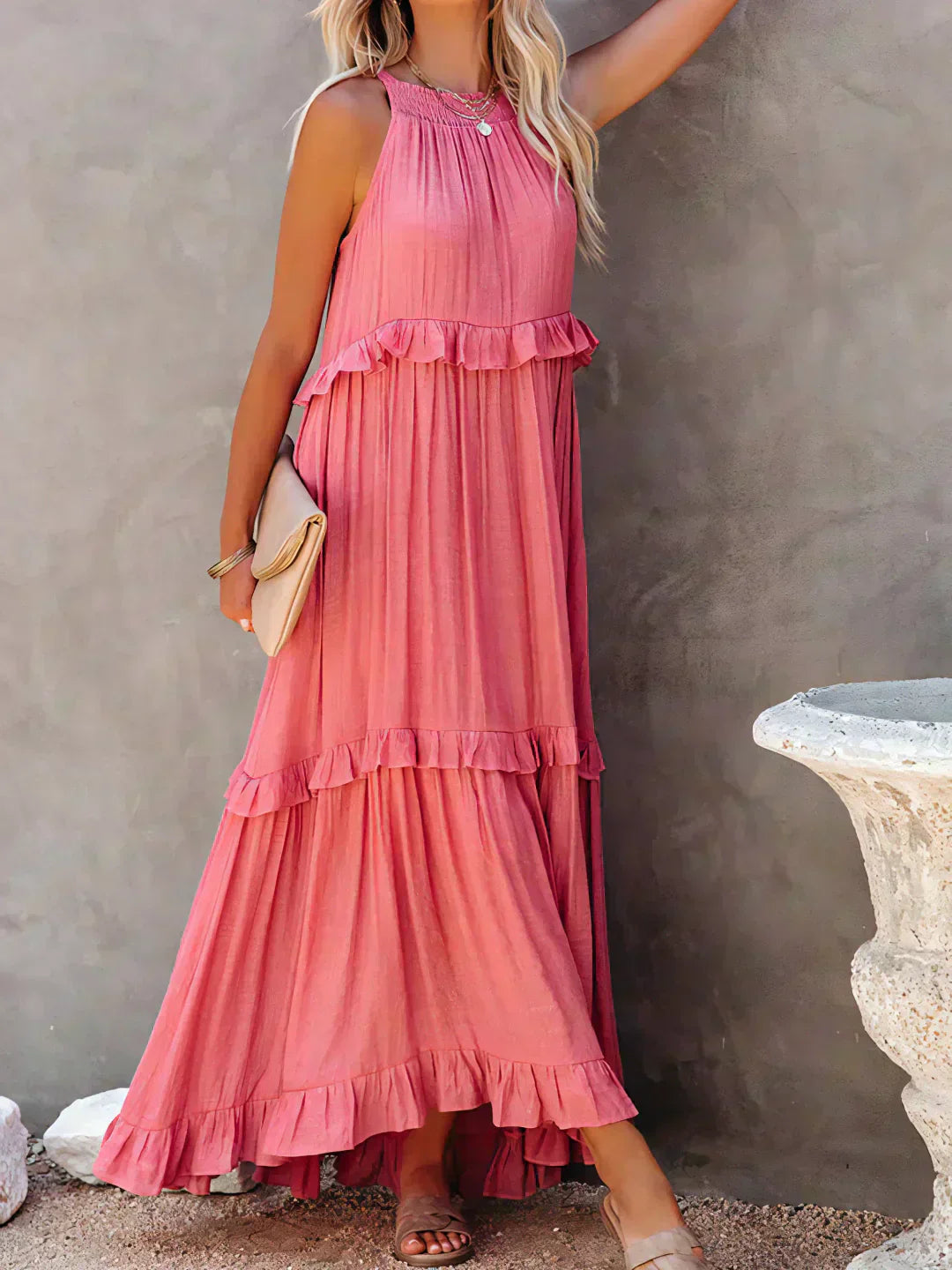 Courtney™ | Elegante Mouwloze Jurk met Ruffles