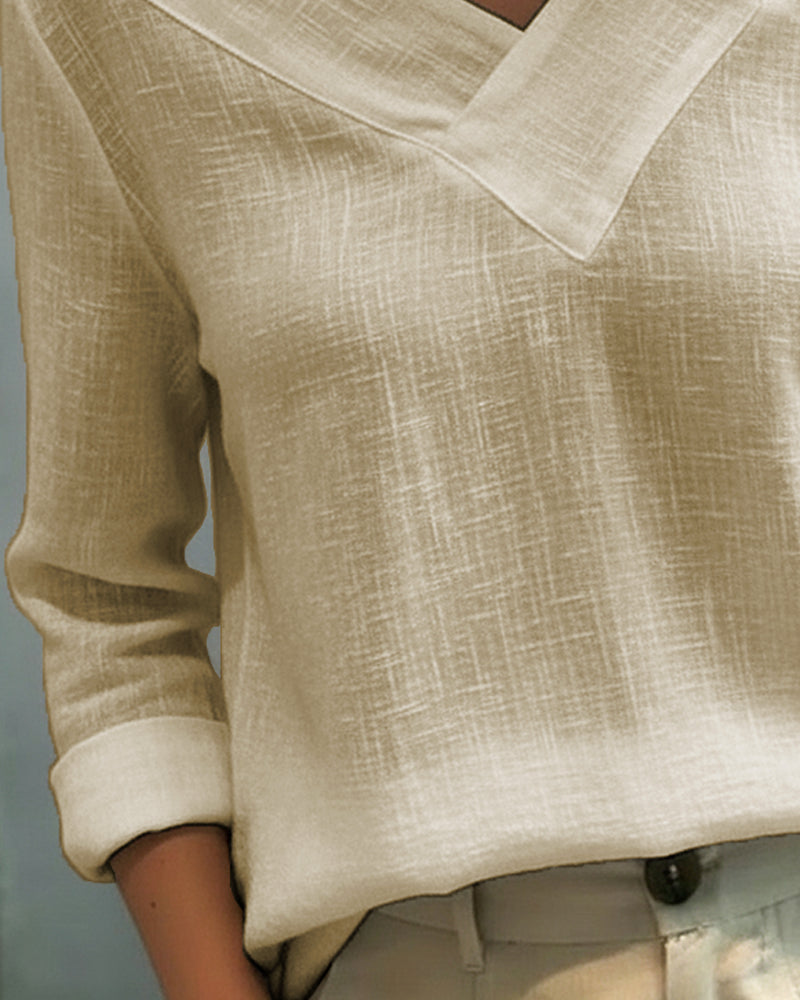 Aria | Dames Asymmetrische V-Hals Lange Mouwen Top