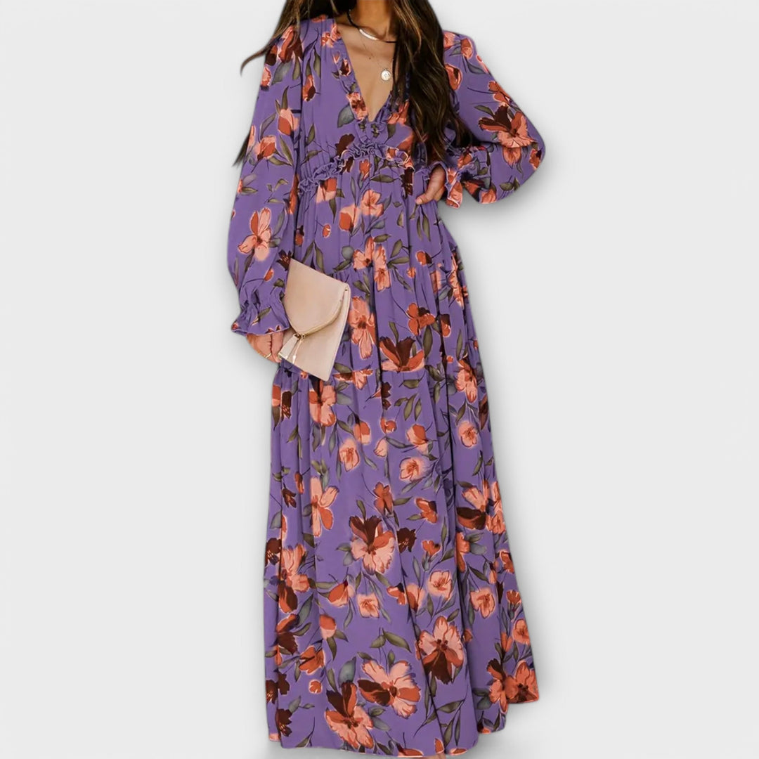 Wilma™ | Bloemen V-Hals Maxi Jurk