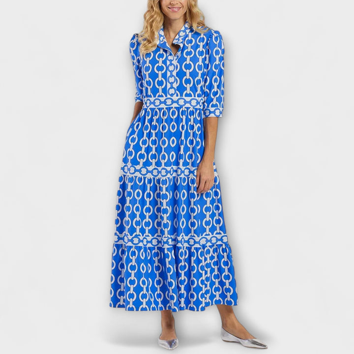 Wendy™ | Midi Jurk met Kettingpatroon