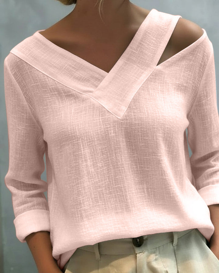 Aria | Dames Asymmetrische V-Hals Lange Mouwen Top