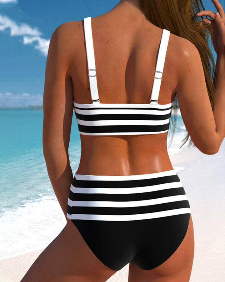 Caroline | Dames Hoge Taille Gestreepte Bikini Set