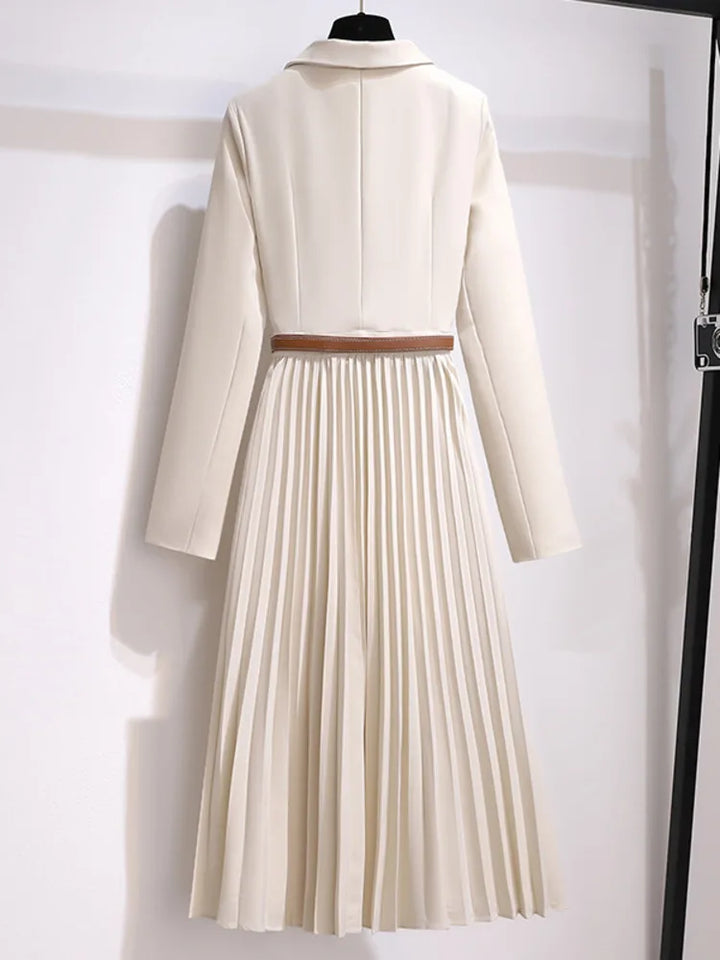 Adrienne | Vrouwen Geknoopte Plissé Midi Jurk