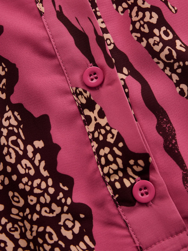Allegra | Dames Lange Mouwen Jumpsuit met Luipaardprint