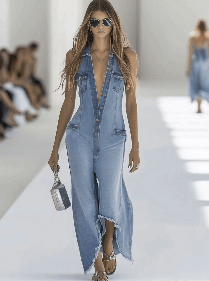 Andromeda | Dames Mouwloze Wijde Pijpen Jumpsuit