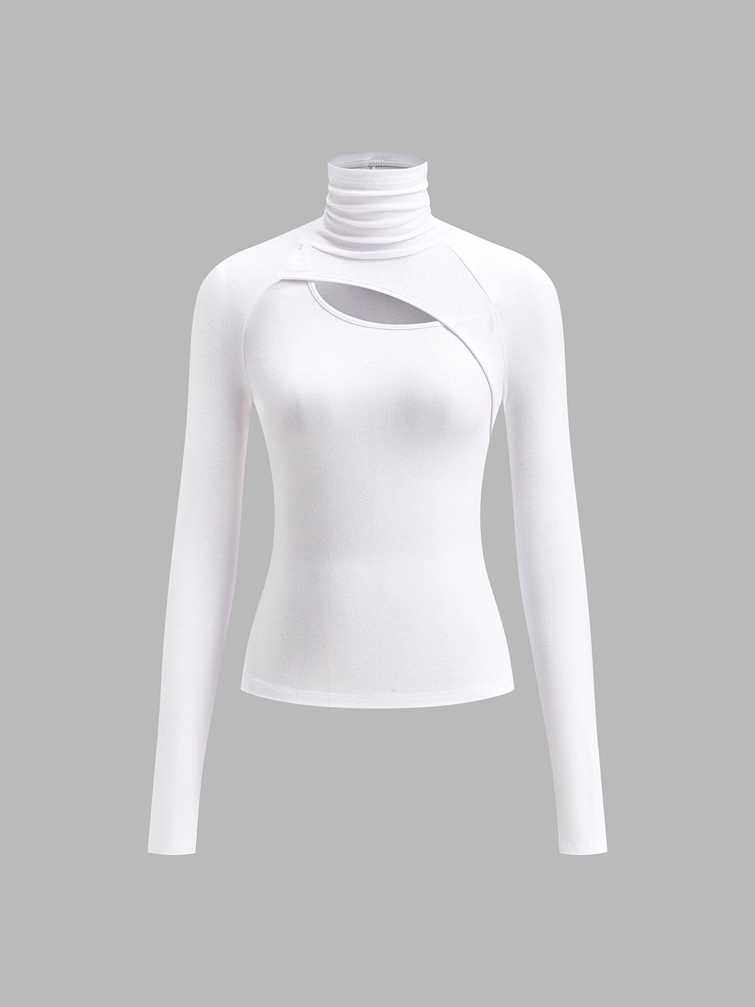 Ravena | Dames Turtleneck Cutout Top Lange Mouwen Fitted Uitgaans Top