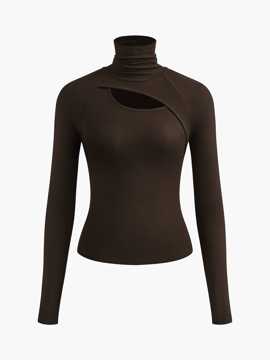 Ravena | Dames Turtleneck Cutout Top Lange Mouwen Fitted Uitgaans Top