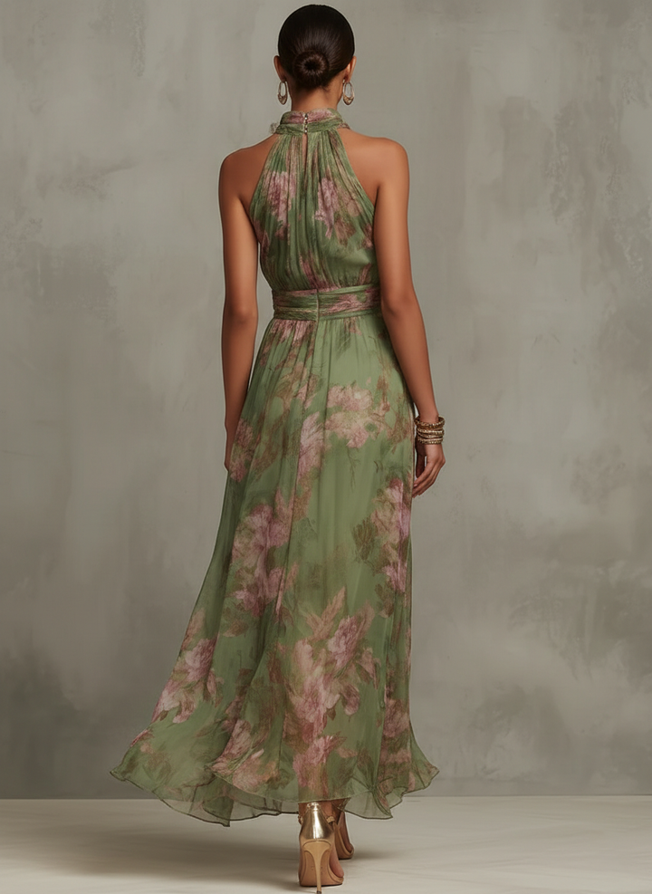 Aurelia | Dames Bloemen Halter Maxi Jurk