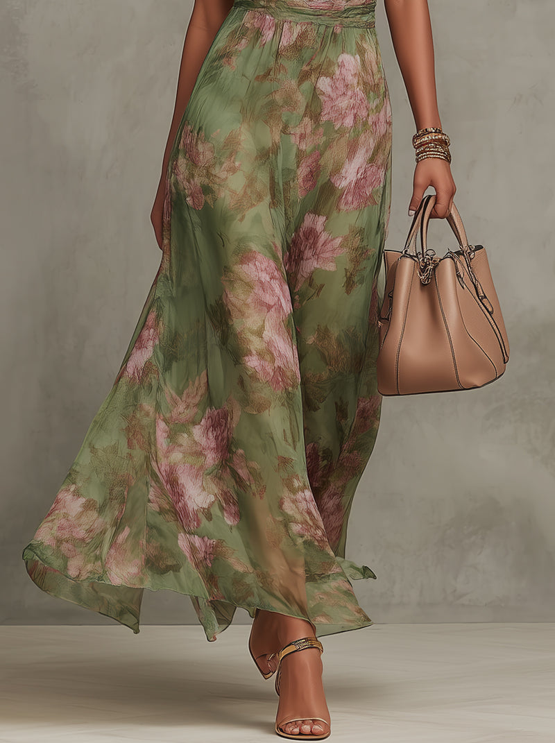Aurelia | Dames Bloemen Halter Maxi Jurk
