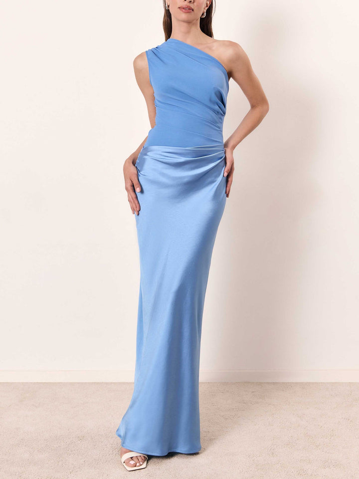 Anita™ | Elegante Maxi Jurk met Een Schouder en Plissé