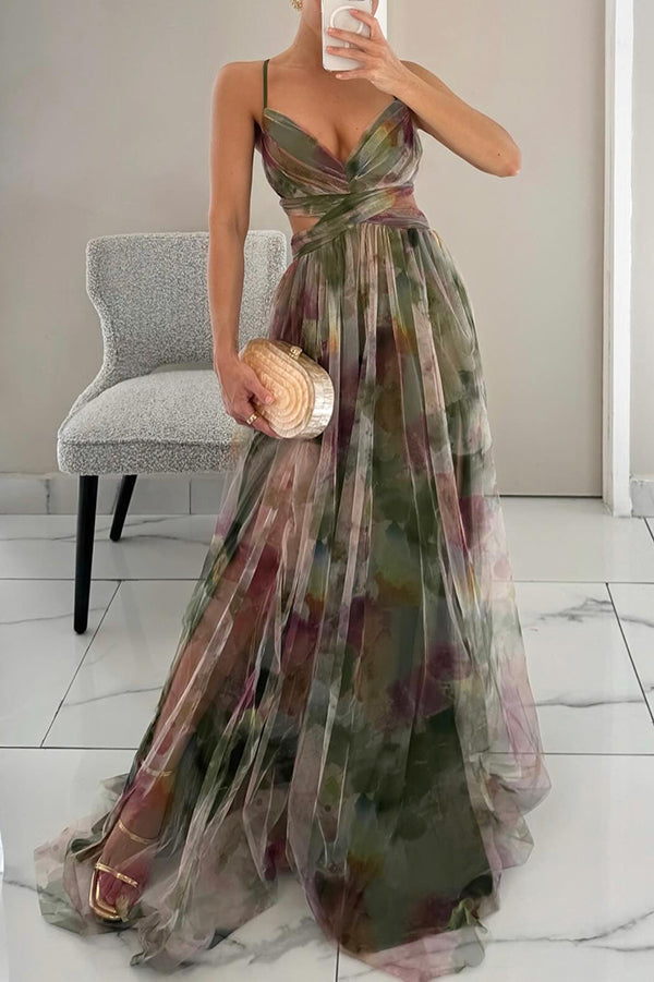 Cindy | Maxi Bruidsgastjurk met Bloemenprint