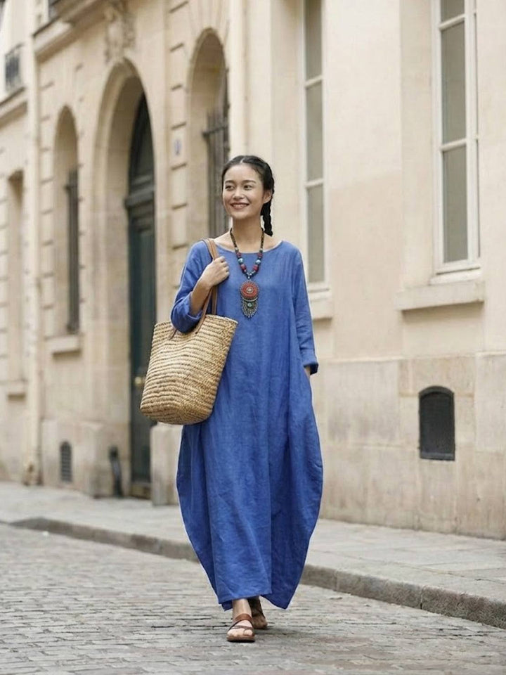 Serena | Dames Oversized Boho Maxi Jurk met 3/4 Mouwen