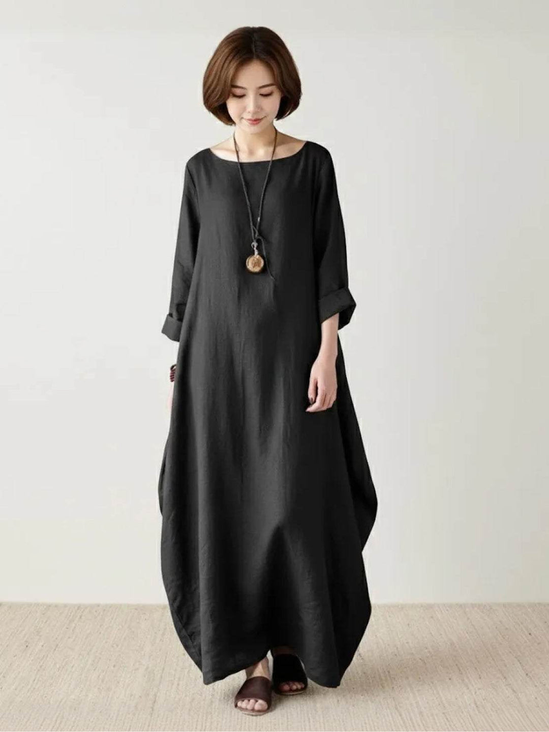 Serena | Dames Oversized Boho Maxi Jurk met 3/4 Mouwen