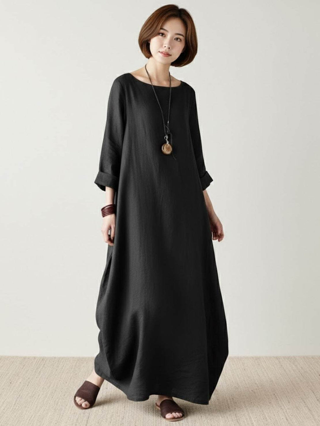 Serena | Dames Oversized Boho Maxi Jurk met 3/4 Mouwen