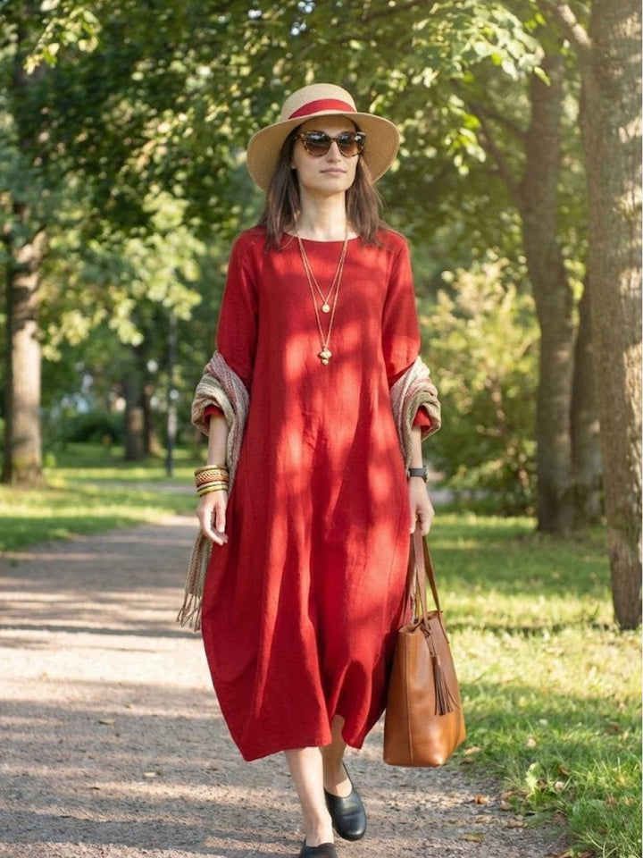 Serena | Dames Oversized Boho Maxi Jurk met 3/4 Mouwen