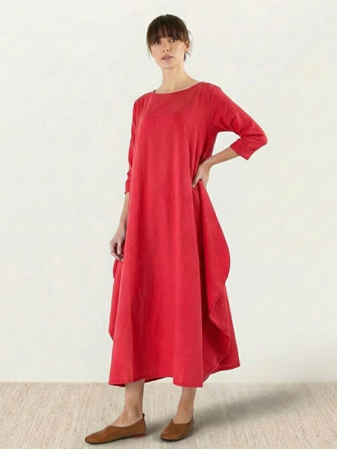 Serena | Dames Oversized Boho Maxi Jurk met 3/4 Mouwen