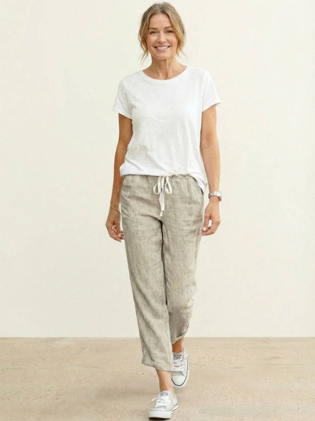 Harper | Dames Casual Touwsluiting Rechte Pantalon