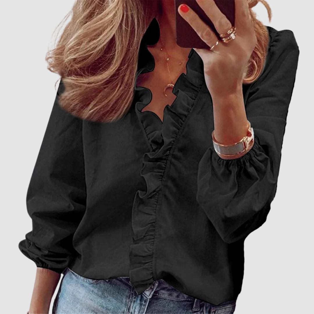 Brielle | Dames Bloemen Ruffle Lange Mouwen Blouse